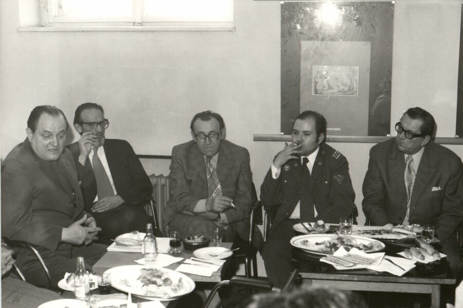 Zleva: J. Habarta, F. Chmelař, J. Veselý, Z. Čubrda, A. Lukášek 